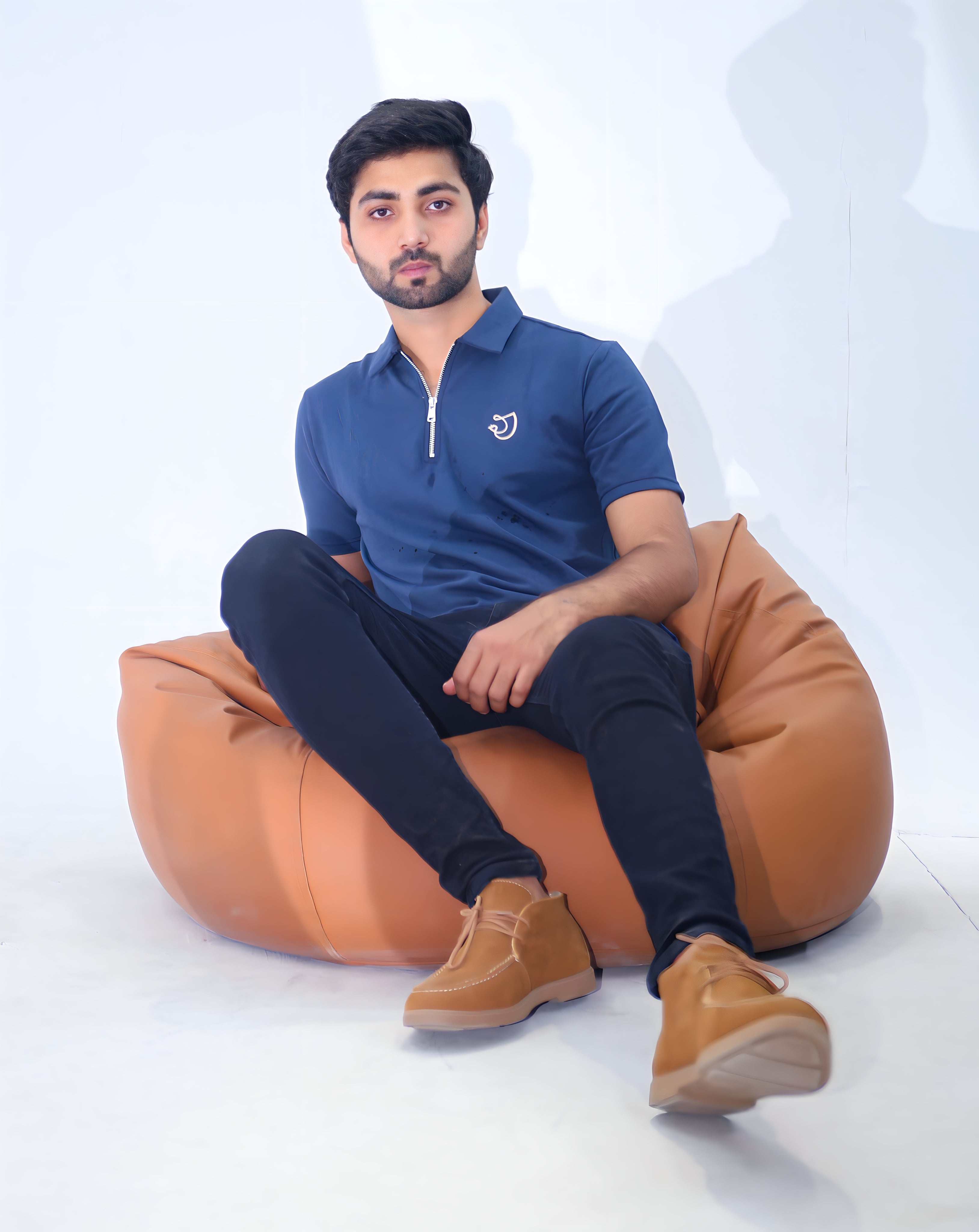 JYRA NAVY BLUE ZIP POLO.