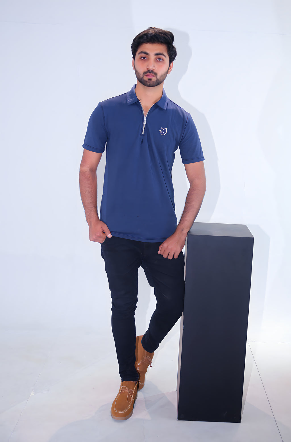 JYRA NAVY BLUE ZIP POLO.