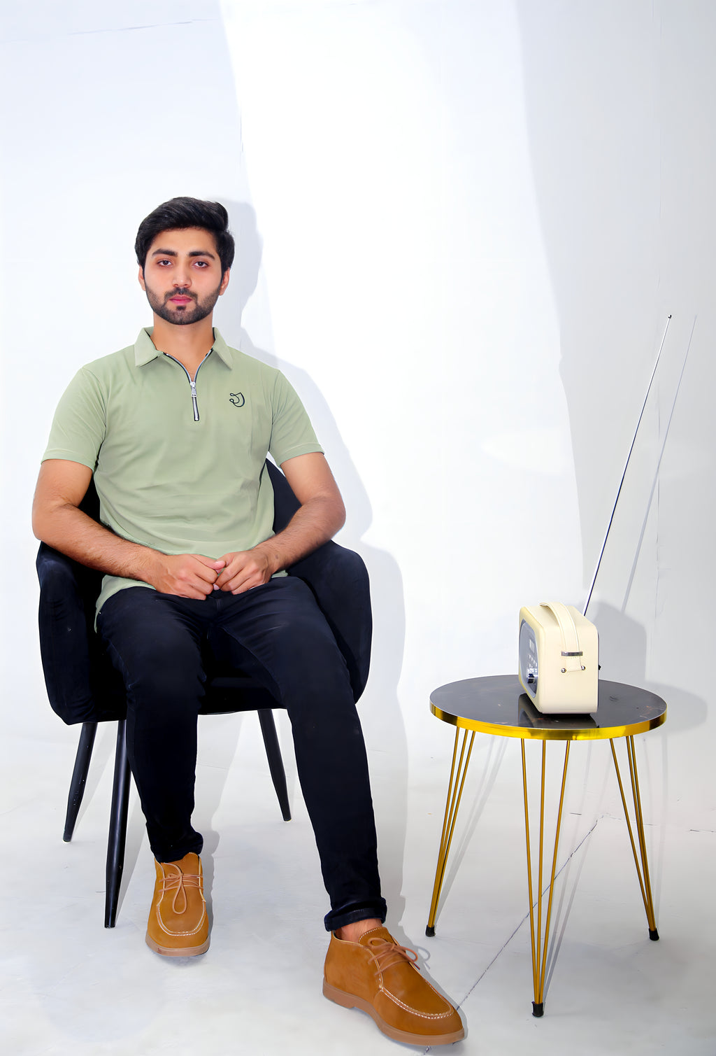 JYRA SAGE GREEN ZIP POLO.