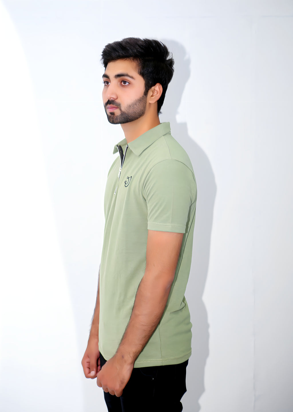 JYRA SAGE GREEN ZIP POLO.