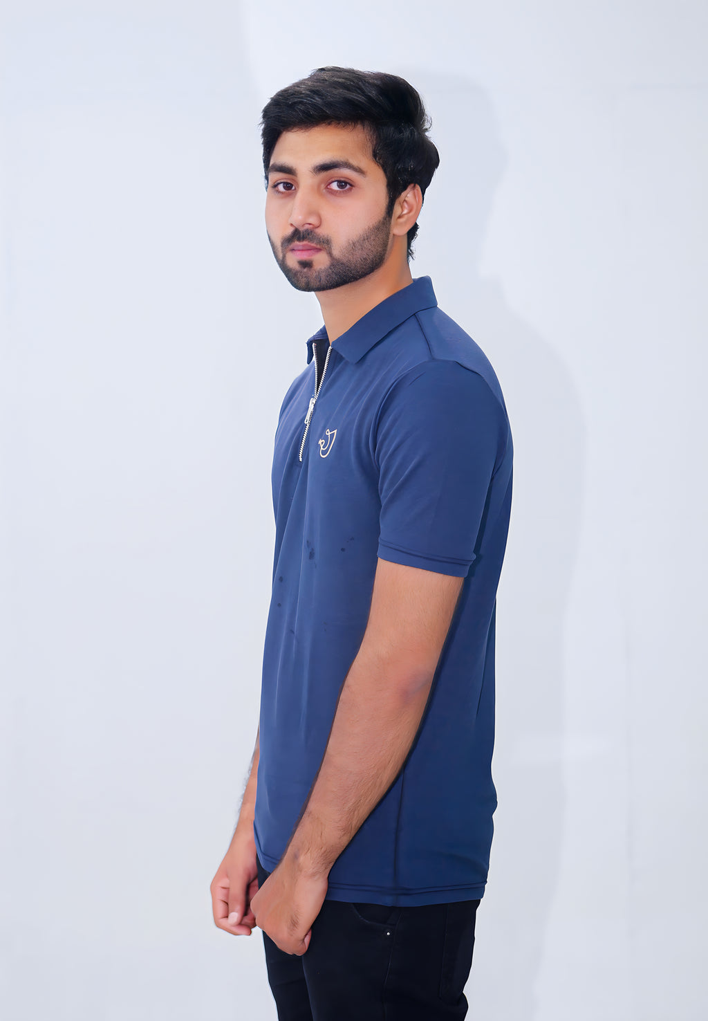 JYRA NAVY BLUE ZIP POLO.