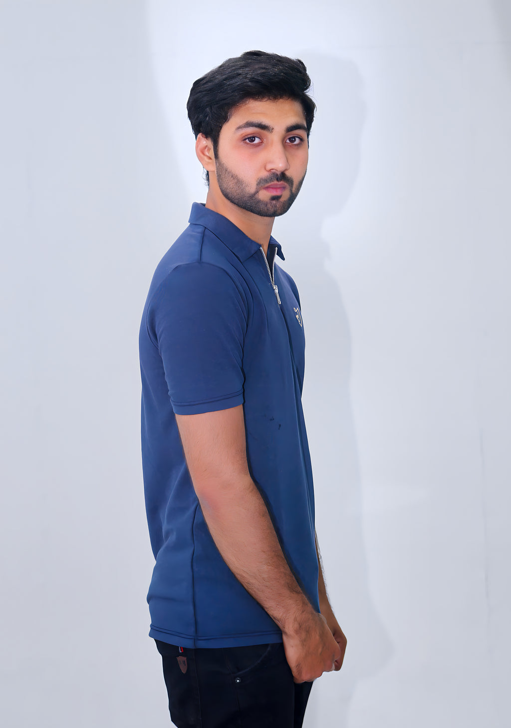 JYRA NAVY BLUE ZIP POLO.